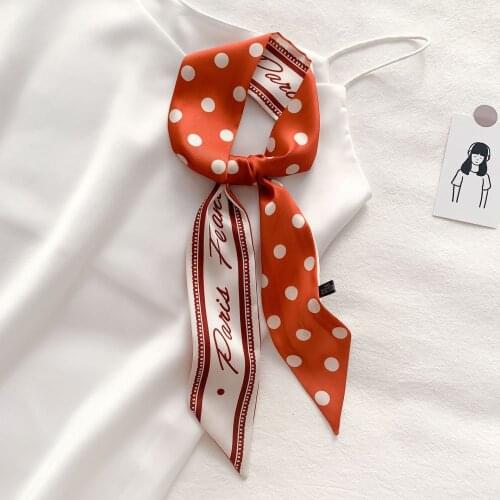 Luxury Brand Fashion New Women Polka Dots Bevel Small Skinny Scarf Oblique Neck Scarves Double-Sided Neckerchief