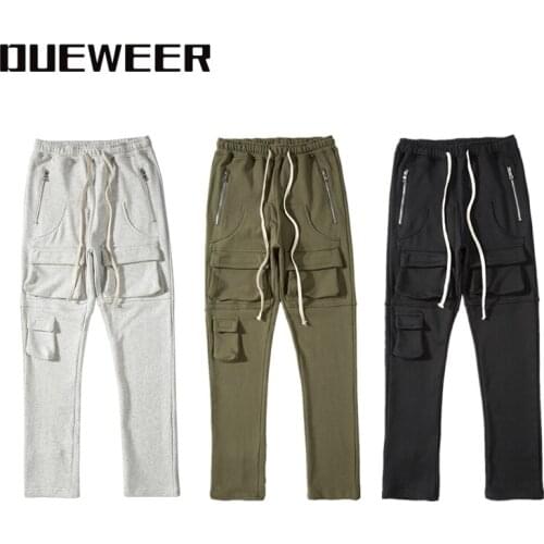 Dueweer Mens Urban Streetwear Drop-crotch Cargo Sweatpants Hip Hop Soild Color Harem Pants Men Women Baggy Joggers Autumn Winter