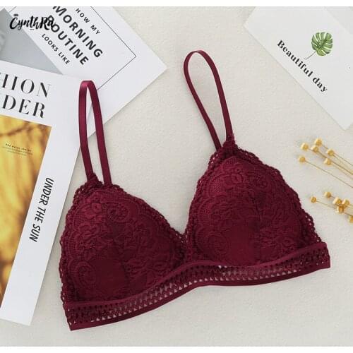 Bras for Women Triangle Cup Sexy Lace Wireless Push Up Seamless Beauty Back Breathable Small Breast Female Lingerie