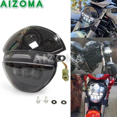 LED Headlight Front Head Lamp Assembly Kits Motorcycle DRL Hi/LO Beam Headlamp For Ducati Monster 695 696 795 796 1100 1100S/EVO