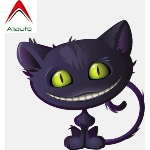 Aliauto Funny Car Sticker Lovely Grinning Cheshire Cat Icon PVC Decal for Mercedes Honda Toyota Volkswagen Renault VW,13cm*13cm
