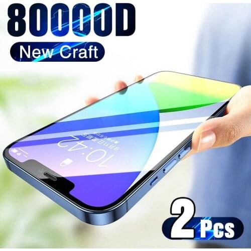 2PCS Full Cover Tempered Glass On For iphone 12 11 PRO XS MAX Screen Protector Glass For iphone 11 12 X XR SE 6S 7 8 Plus Glass