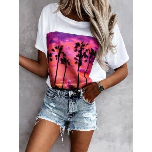 Printed Short Sleeved Spring Autumn Summer Vintage Clothes For Women T-Shirt Tops Blouses Vetement Femme 2021