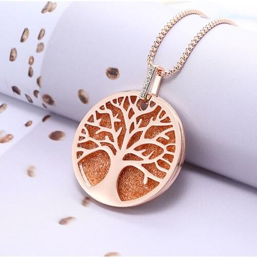 2020 Trendy Tree Of Life Pendant Necklace Leather Crystal Double Layer Big Charm Plant Fashion Jewelry for Women Gifts Wholesale
