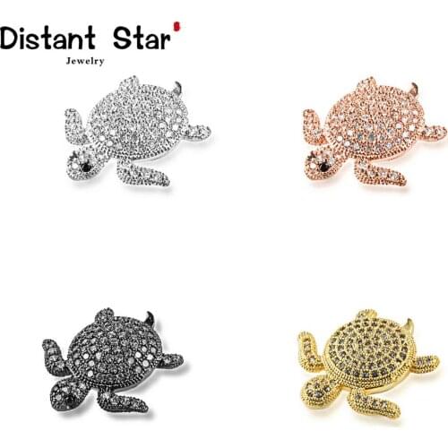 19*19mm Crystal Turtle Exquisite Diy Jewelry Bracelet Making Copper Cubic Zirconia Bracelet Necklace Pendant Accessories Beads