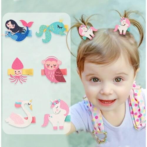 30 PCS/LOT, Kawaii Glitter Cartoon Animal Hair Clips, Sweet Lovely Girls Princess Hairpins, Baby Hair Accessories Birthday Gift