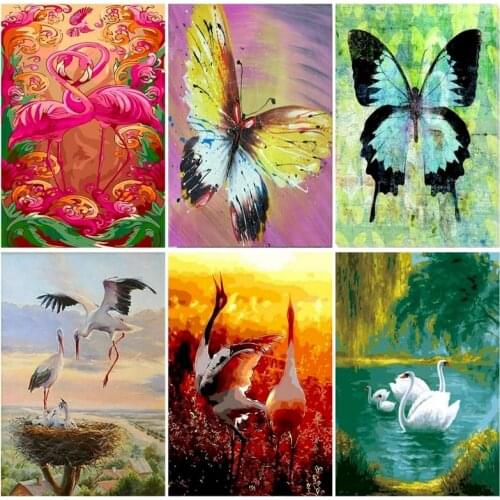 40x50cm Frame Diy Oil Painting By Numbers Animals Kits Paint By Numbers Crane Picture Art Drawing Canvas Hand Painted Home Decor