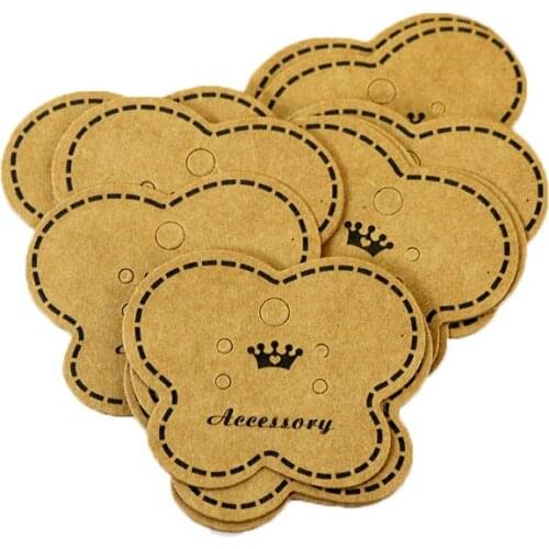 4x5cm Brown Kraft Paper Jewelry Earring Accessory Display Holder Tag 200PCS Thick Earrings Set Cardboard Ear Studs Wholesale