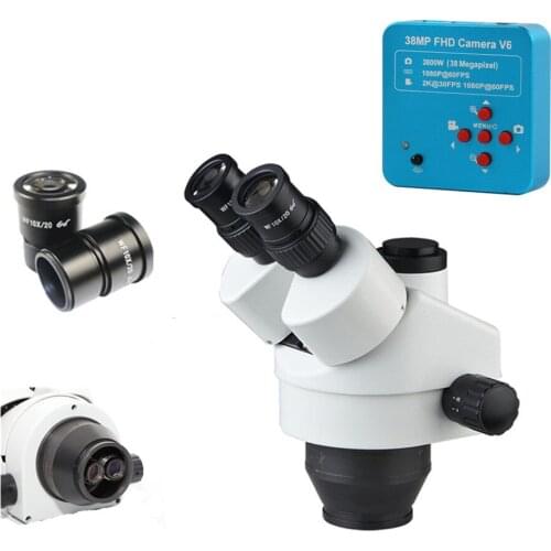 7X-45X Trinocular Stereo Zoom Microscopes Head 2K 38MP 1080P Electronic Digital Video Microscope Camera