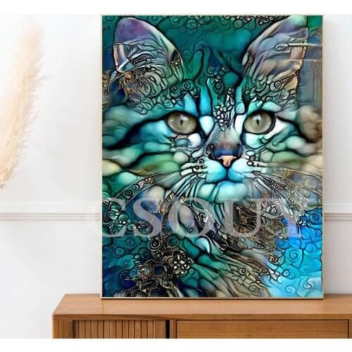 5D Diy Diamond Painting Cross Stitch Glue Cat Full Resin Square Round Diamond Embroidery Home Mosaic Needlework Rhinestones Home