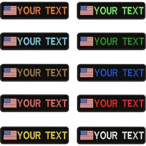 American Flag USA 10x2.5cm Embroidery Custom Name Text Patch Stripes badge Iron On Or Velcro Backing Patches United States