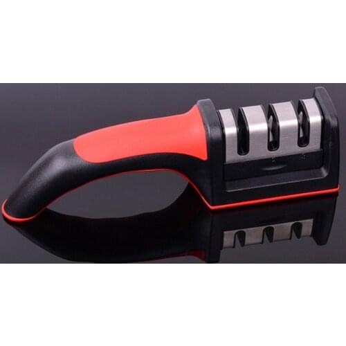 Household Knife Sharpener Kitchen Tungsten Steel Three-stage Sharpening Stone Handheld Diamond Three-stage Sharpening Tool