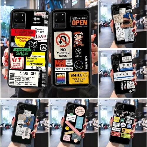 Retro Bar Fashion Code Label Phone case For Samsung Galaxy Note 4 8 9 10 20 S8 S9 S10 S10E S20 Plus UITRA Ultra Frosted black
