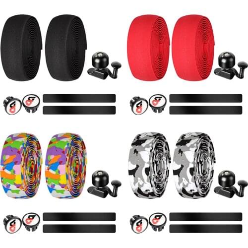Road Bike Steering Wheel Cover with Bell MTB Bike Handle Bar Tape Alarm Bell Shock Absorption Cycling Accessories