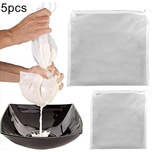 5Pcs Homemade Beer Filter Bag Brewing Boiling Herb Strainer Filtering Net Pouch Tea Strainers