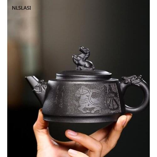 Chinese Yixing tea pot Purple Clay Teapots beauty kettle Raw ore Black mud Handmade Tea set Authentic Customized 350ml
