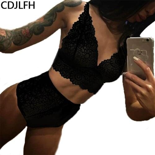 Fashion Summer Women Lingerie Set Sexy Thin Deep V-neck Push Up Underwear Bra Set Hot Selling Lace Transparent Bra And Panty Set