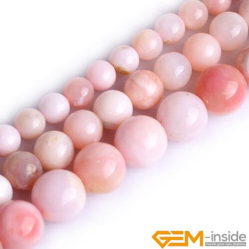 Natural Mixed Pink Opal Stone Round Bead For Jewelry Making Strand 15 " DIY Bracelet Necklace Jewelry Making Loose Beads 6mm 8mm