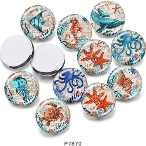 Sea animals 12mm/18mm/20mm/25mm/30mm Round Glass Cabochon Flat Back Making Findings P7870