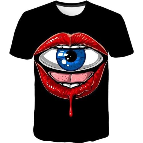 Summer Fashion Shirt Lips Sexy Graphic T Shirt Women Tops O-neck Black Tees Kiss Lip Funny Girls Cosplay Costumes short sleeve