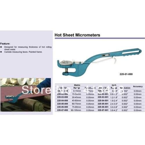 Hot Sheet Micrometers 0-15mm.0-0.6inch.225-01-000