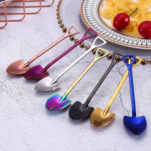 Stainless Steel Ice Cream Spoon Fork Multi-color Spoon Fork Long Handle Coffee Ice Cream Tool Kitchen Accessories