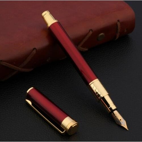 Metal 996 Red Fountain Pen Golden Gift Trim Medium Stationery Office School Supplies Writing