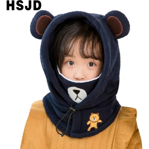 Cute Cartoon Children Winter Animal Bear Ski Masks Hats Kids Baby Thermal Fleece Balaclava Face Beanies Warmer Skullies hats