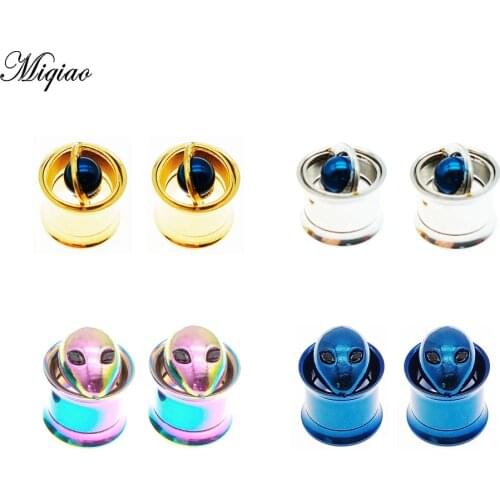 Miqiao 2pcs 8-16MM Stainless Steel Screw Ear Plugs Tunnel Piercing Ring Gauges Expander Piercing Jewelry For Women Men