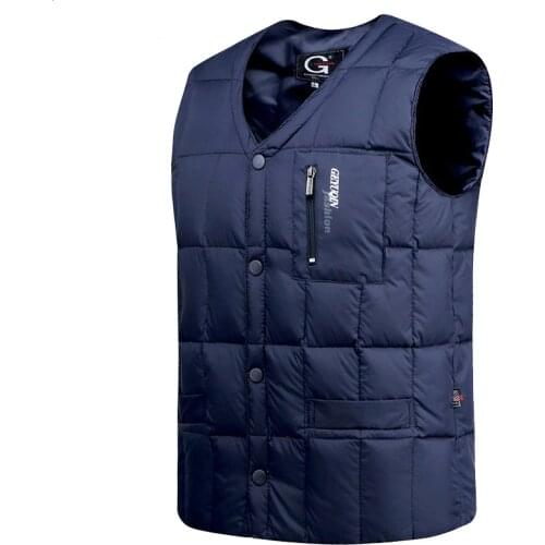 Mens Lightweight White Duck Down Jacket Vest 2021 Winter Warm Sleeveless V-neck Button Down Waistcoat Male Fashion Casual Vest