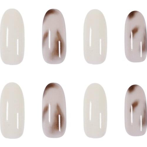 Fake Nails Transparent Jade Leopard Print Nail Sticker Finished Nail Sticker 24 Nail Sticker With Glue MH88