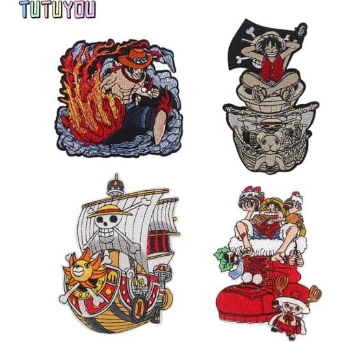 PC2808 Anime Boy Pirate Ship Cool Pacth Sticker Iron On Patches For Backpack Handbag Sew On Patches For T-shirt Jacket Backpack