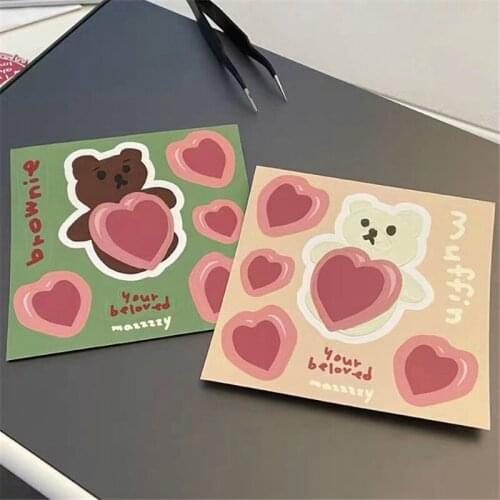 Bear Sticker Detachable Cute Cartoon Diary Notebook Laptop Water Cup Sticker