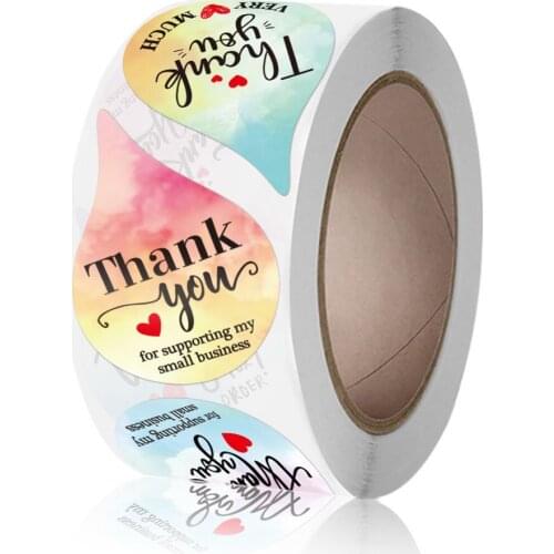 Newest Colorful Thank You Stickers For Supporting Small Businesss Droplets Shape Label Stickers For Envelopes, Cards, Gift Boxes