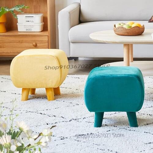 Low Stool Solid Wood Small Sofa Stool Sit Pier Off Guest Fabric Small Bench Home Fashion Creative Shoe Stool