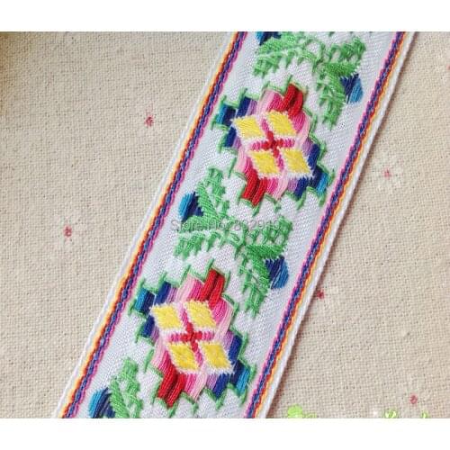 NEW Zakka handmade accessories DIY lace ribbon polyester woven Jacquard Ribbon with Ethnic Embroidery Ribbon 5cm 22yards/lot
