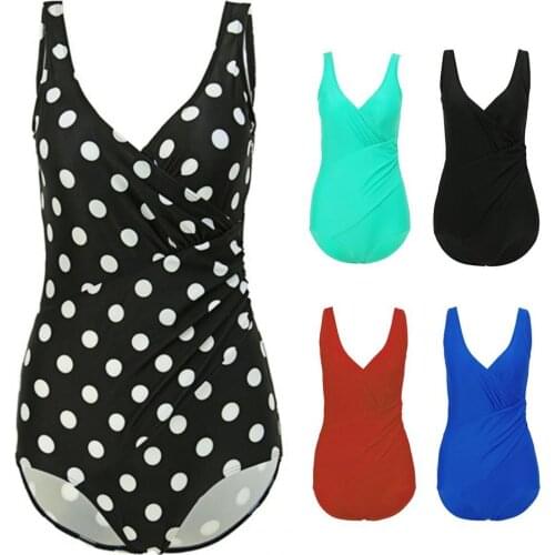 Solid Color Wrap Cross Sleeveless V Neck Women One-piece Swimsuit Bathing Suit for Beach