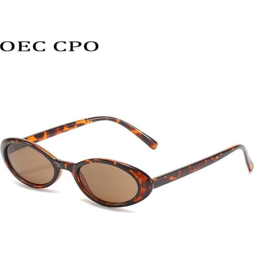 OEC CPO Sexy Small Oval Womens Sunglasses 2021 New Fashion Leopard Brown Hot Sun Glasses Female Retro Colorful Shade Eyeglass