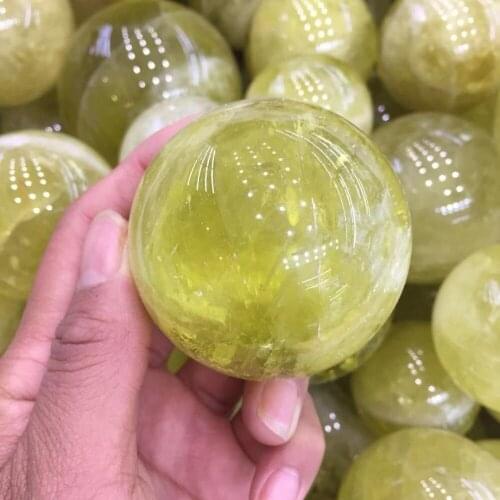 About 50mm 100% natural citrine quartz Crystal gemstone sphere Metaphysical chakra Healing stone for home decor fengshui