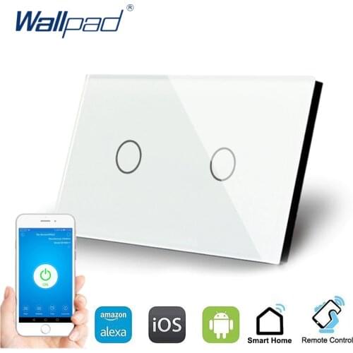 2 Gang 1 Way WIFI Control Touch Switch Wallpad US Wall Switch Crystal Glass Panel Smart Home Alexa Google home IOS Android