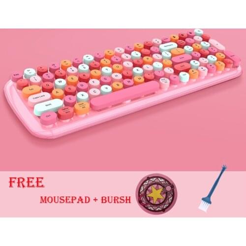 Pink Green Color Bluetooth 5.1 Keyboard 100keys Layout Wireless Keyboard for iPad Tablet Mobile Phone Windows ISO Mac Android