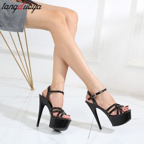 Plus Size 43 Women Shoes Classics 15cm Super High Heels Sandals Female Gladiator Shoes Ladies Sexy Pumps Pole Dance red pink