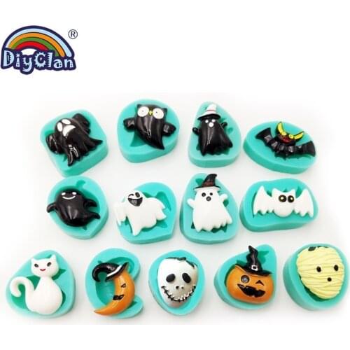 Halloween 13 Kinds Of Silicone Molds For Ghost Candy Bat Pumpkin Chocolate Fondant Figures Cake Decoration Crafts Silicone Mold