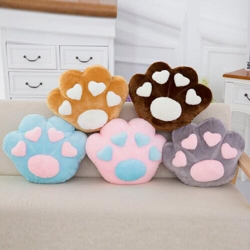Cute Paw Pillows Cushion Props Flannel Blanket Animal Plush Paws Fully Stuffed Colorful Cat Dog Bear Kids Girl Gift 38*32cm