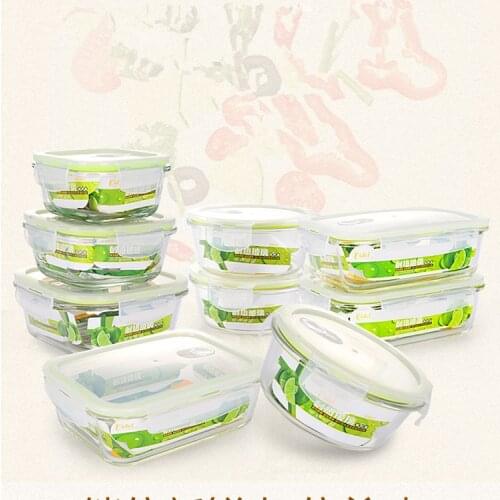 Modern round square borosilicate glass food container lunch box Benton lunch box fruit and vegetable food microwave oven fresh