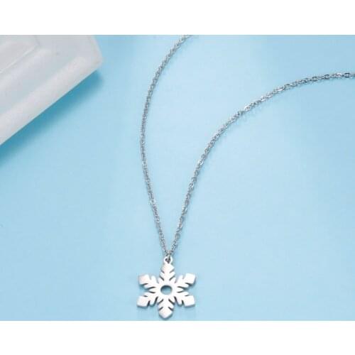 Teamer Stainless Steel Pendant Necklace Women Simple Silver Color Snow Choker Necklace Womens Accessories Fashion Jewelry Gifts