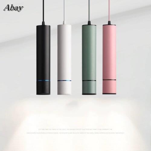 Dimmable Cylinder LED Pendant Lights Long Tube Lamp Kitchen Dining Room Shop Bar Decoration Cord Pendant Lamps Background Lights
