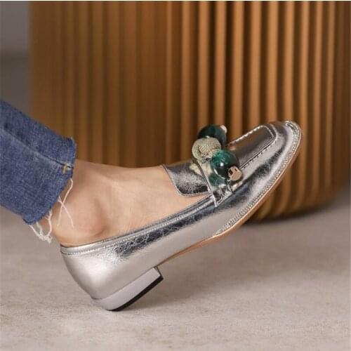 Autumn Genuine Leather Shoes Women Flat Slip On Oxford Shoes For Women Casual Ladies Shoes High Quality