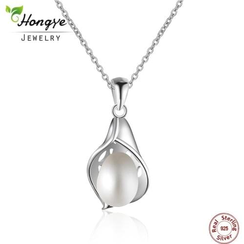 Hongye Fine Jewelry Pearl Necklace Bohemia 2020 White Natural Freshwater 925 Sterling Silver Hollow Conch Shaped Pendants Gift