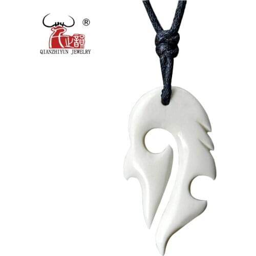 GX025 New Zealand Maori hand-carved yak bone Koru pendant handmade jewelry Primitive tribes totem amulet pendant for surfing